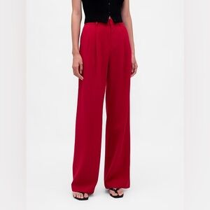 NEW! GAP Red 365 High Rise Pleated Trousers - Size 6 TALL 🩷 #800532